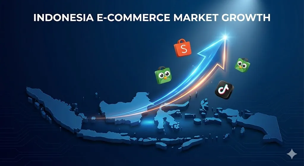 인도네시아 이커머스 시장 급성장 그래프와 주요 플랫폼