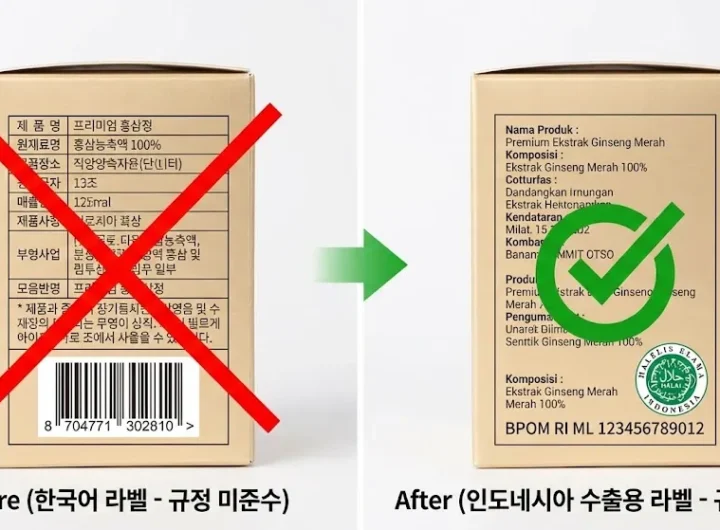인도네시아 수출용 식품 화장품 라벨링 규정 비교