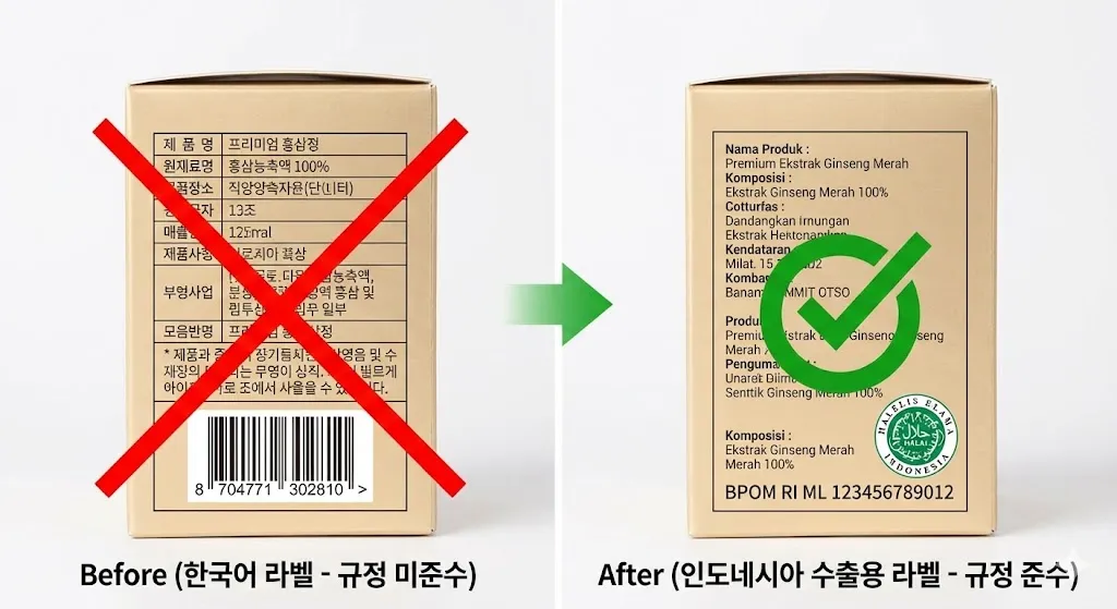 인도네시아 수출용 식품 화장품 라벨링 규정 비교
