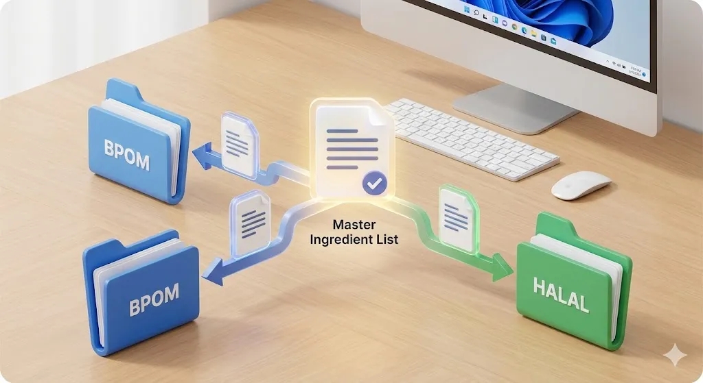 BPOM과 할랄 인증에 공통으로 사용되는 통합 성분 분석표