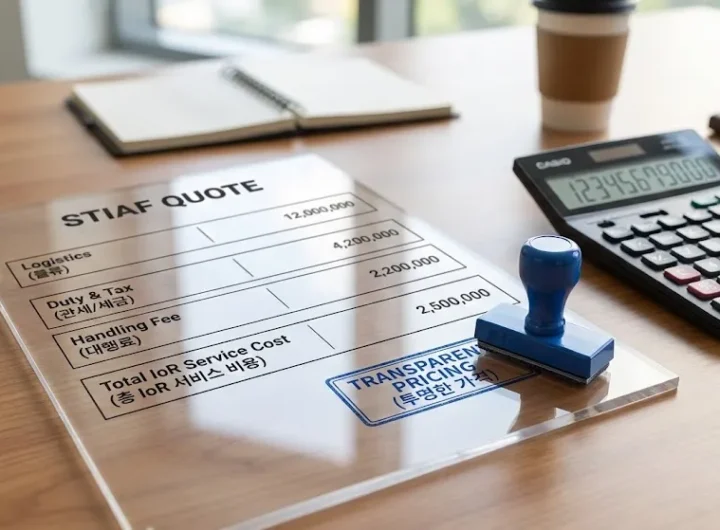 인도네시아 수입 대행 IoR 서비스 비용 산정 내역서 예시